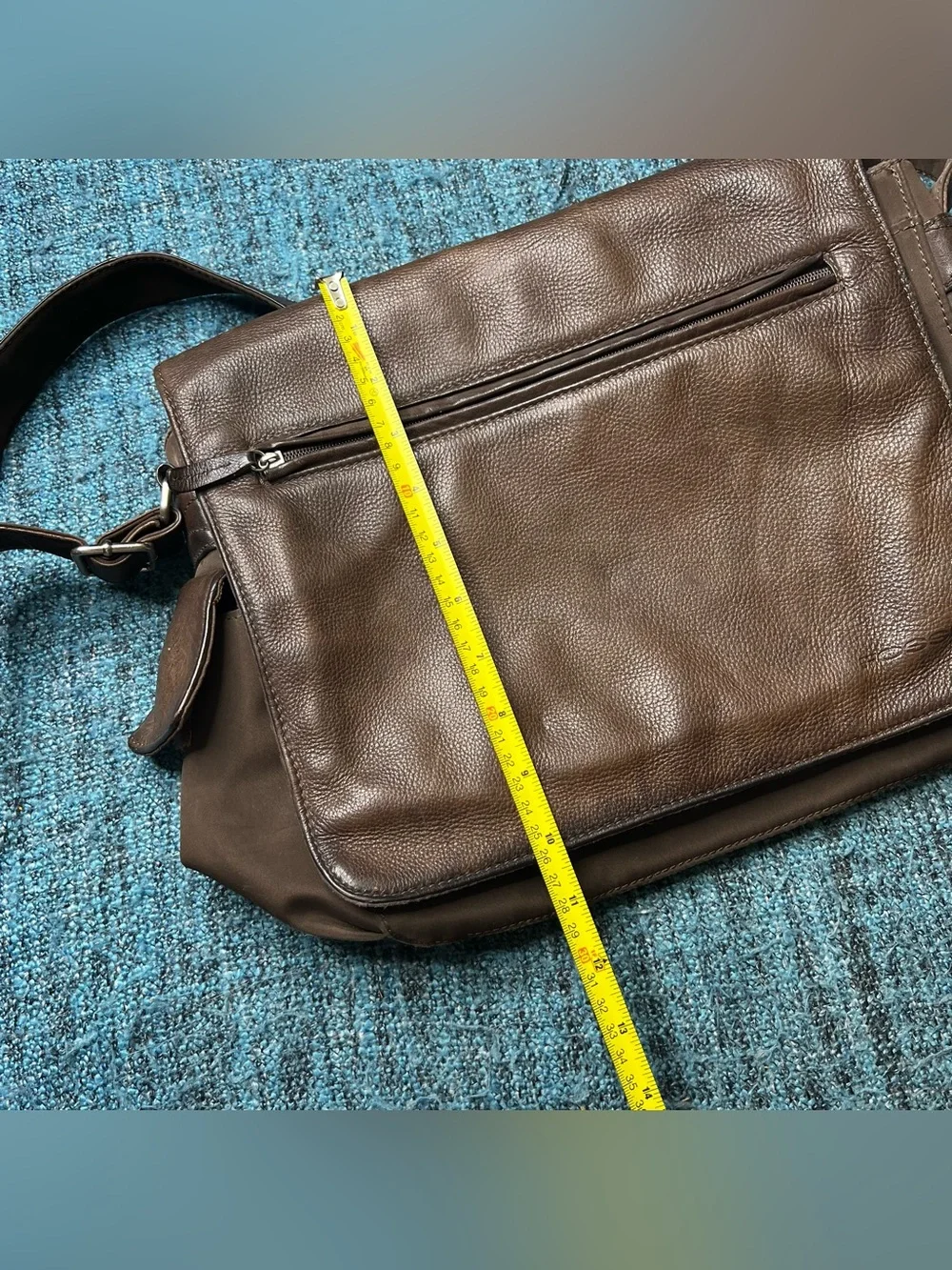 Vintage Fossil Brown Pebbled Leather Messenger Bag Book Bag Crossbody Laptop Bag
